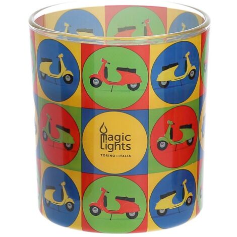 Candela in vetro Pop Art 7,5x8,4 cm Luci magiche Moto