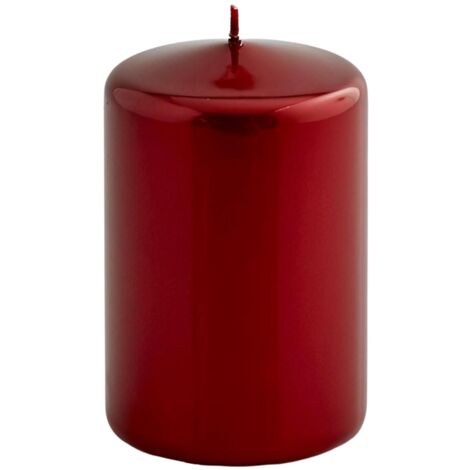 Candela metallica moccolo a forma cilindrica colore rosso per interno Ø8 cm -12 cm