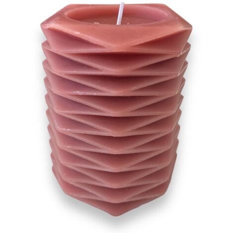Candela moderna in cera "Pillar" decorazione luminosa per ambienti -Bianco Latte / Ø 7.5 x h 10 cm