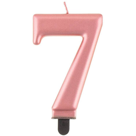 Candela numero 7, oro rosa metallizzato, 8 cm