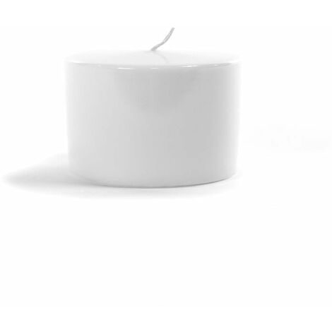 Candela "Pillar Lucid" con scatola regalo, decorazione natalizia per interno ed esterno -Ø 8 x h 5 cm / Bianco