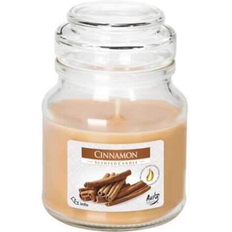 Candela profumata alla cannella in barattolo, 7x9,9 cm, fino a 28 ore di durata.