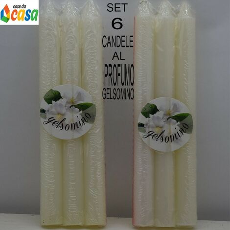 Candela profumata cm19 6PZ profumo gelsomino bianca per ambiente decoro casa negozi