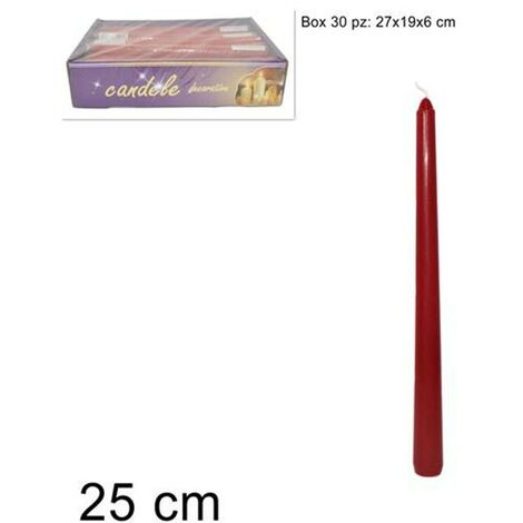 Candela rossa cm 25 in cera da decorazioni per addobbi centrotavola di natale