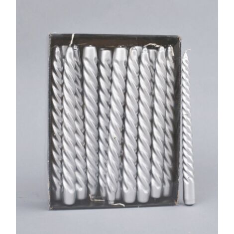 Candela torciglione argento 24 cm