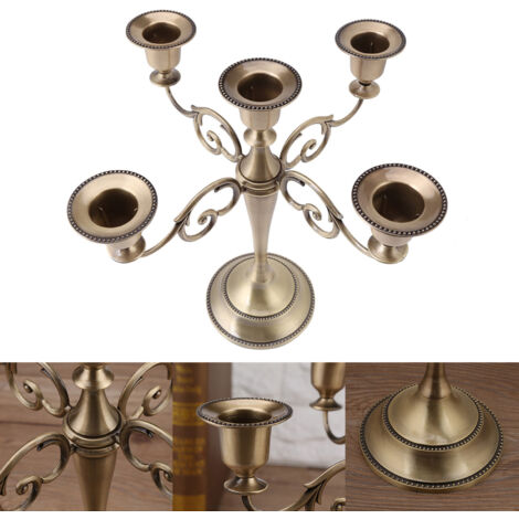 Candélabre 5 bras en bronze, bougeoir style européen pour décoration mariage et intérieur