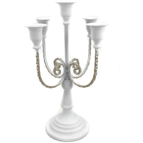 Candélabre à 5 bras, candélabre vintage, blanc