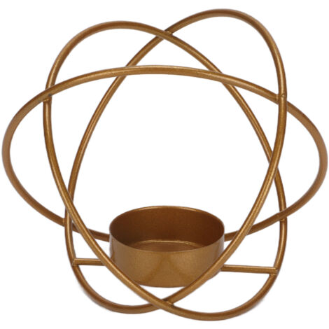 Candélabre doré en métal, porte-bougeoir élégant pour centre de table et décoration d'intérieur.