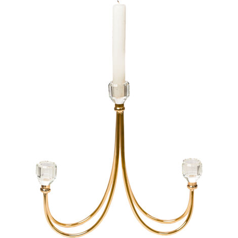 Candelabro 3 Velas Metal Dorado/Vidrio