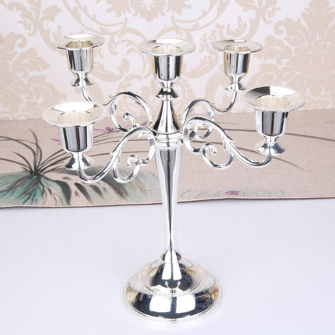 Candelabro 5 Candelabro Europeo Metal Plateado