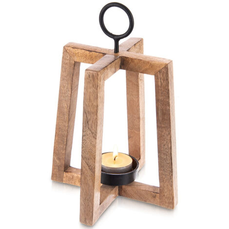 Candelabro colgante de madera con forma de mango para salón, 27 cm.