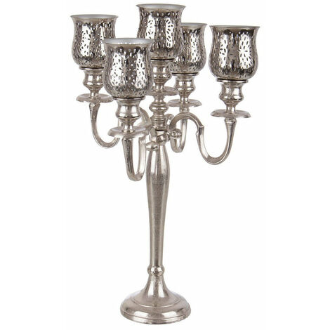 Candelabro Con 5 Braccio 39x39x62 cm in Metallo Sharyn Argento