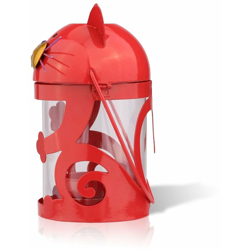 

Tooarts - Candelabro de gato, lampara de huracan, adorno practico, adorno creativo, articulos de decoracion del hogar,rojo