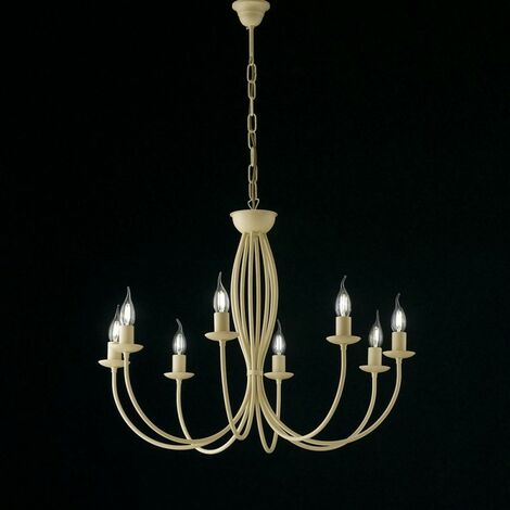 Candelabro de hierro marfil decape ocho luces 74x h60 cm