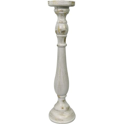 Candelabro de madera blanco portavelas cmø11,5h47