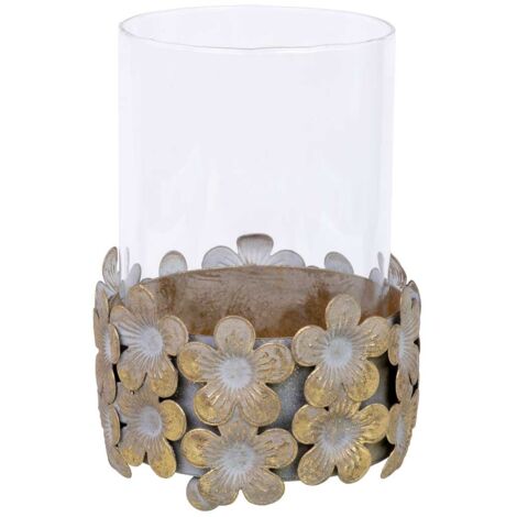 Candelabro de metal blanco 10x10x14h cm