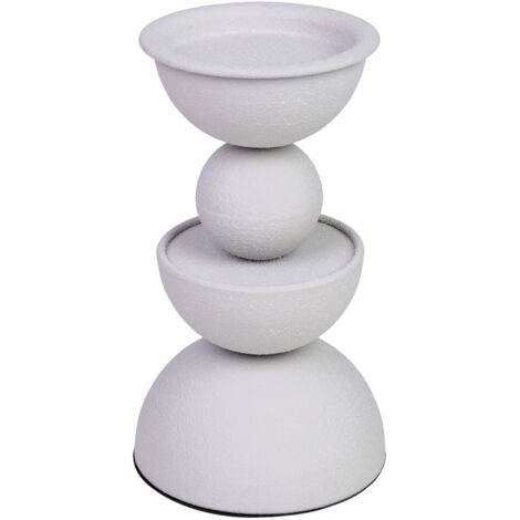 Candelabro de metal blanco 12.5x12.5x22h cm