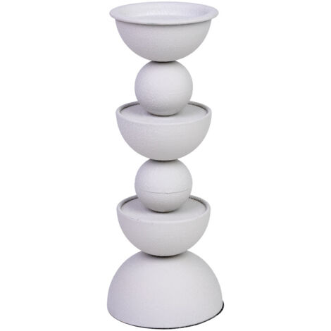 Candelabro de metal blanco 12.5x12.5x32h cm