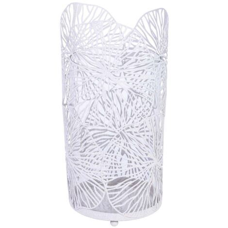 Candelabro de metal blanco 13.5x13.5x27h cm