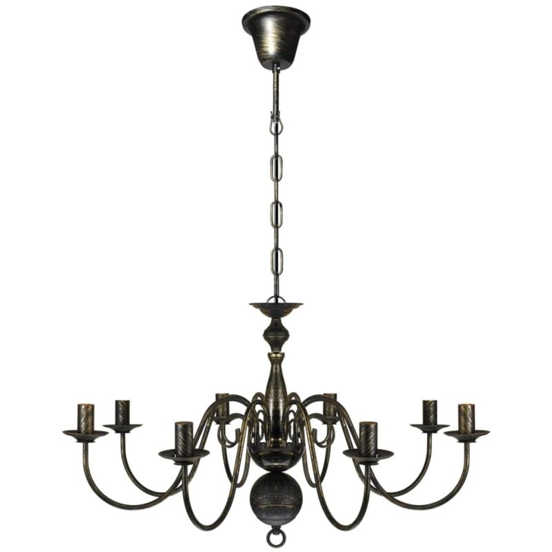

vidaXL Lámpara de Araña Antique Metal 8 Bombillas E14 Negro - Negro
