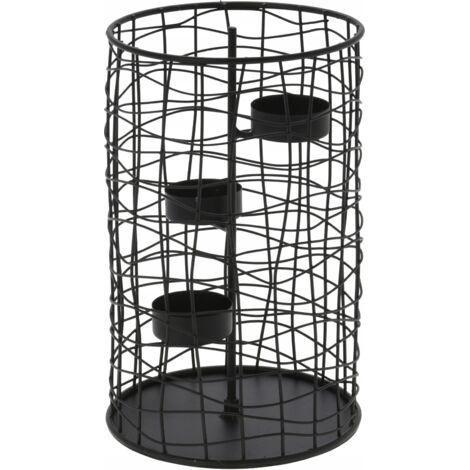 Candelabro de metal calado, negro, 25 cm