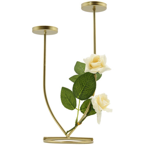 Candelabro de metal [Candelabro de lujo] – Diseño de flores artificiales – Hierro de alta calidad en negro o dorado – Varios tamaños (A3, A4, B3, B4, C3, C4, D1, D2) – 1 unidad