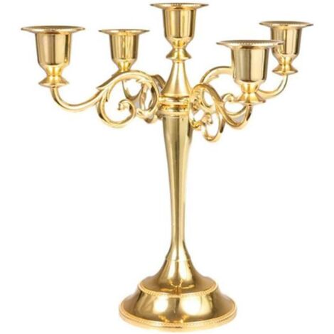 Candelabro de metal de 5 brazos, candelabro de boda de estilo europeo, candelabro para Navidad, regalo de cumpleaños, decoración del hogar