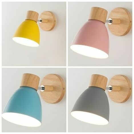 Candelabro de pared moderno para dormitorio, mesita de noche, hierro nórdico, Macaron, color rosa