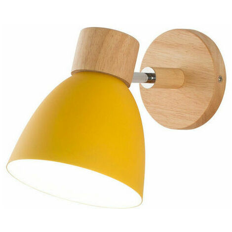 Candelabro de pared moderno para dormitorio, mesita de noche, hierro nórdico, macarrón, amarillo