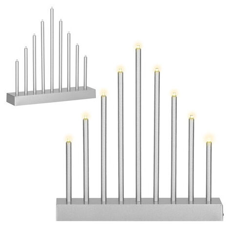 Candelabro dell'Avvento 9 candele LED, Puntale, Argento