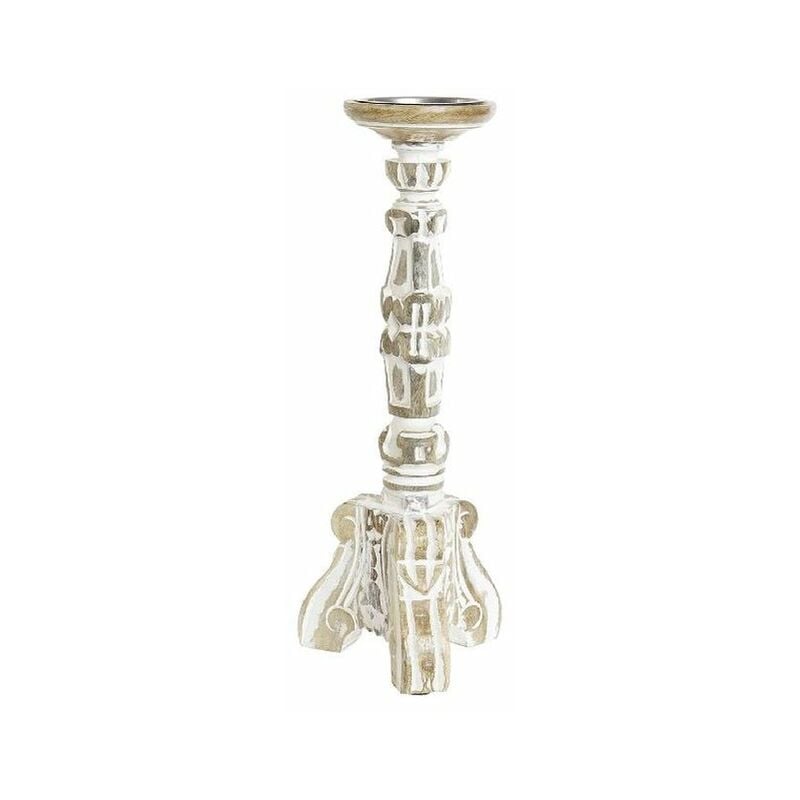 

Candelabro DKD Home Decor Blanco Hierro Madera de mango (15 x 15 x 38 cm)