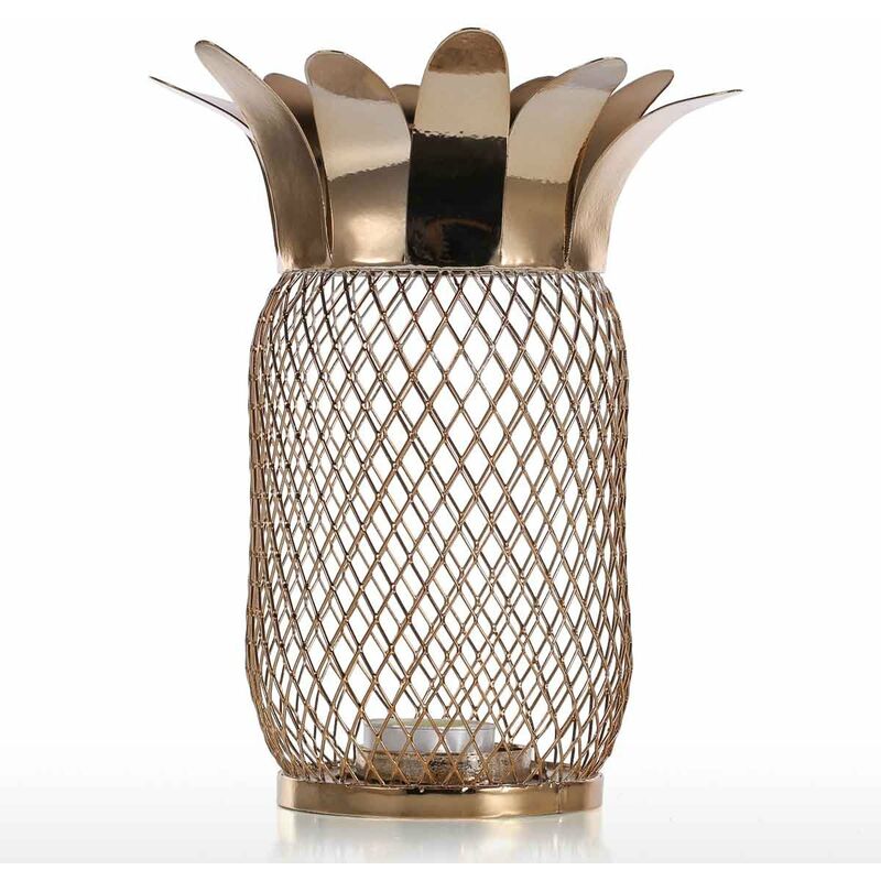 

Tooarts - Candelabro en forma de pina Metal Tecnologia de galvanoplastia hecha a mano Diseno de red Decoracion Regalos para cumpleanos / inauguracion