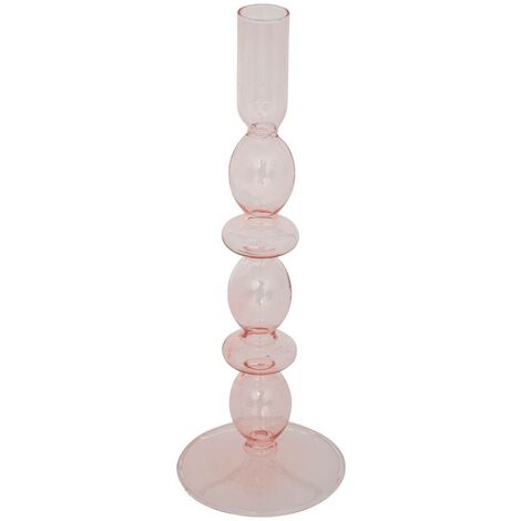 Candelabro in vetro rosa h25,7cm - Atmosphera créateur d'intérieur