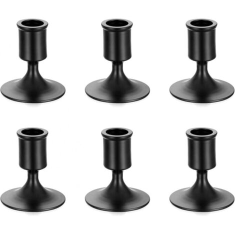 Candelabro negro de Halloween - Juego de 6 pequeños candelabros decorativos de metal para bodas, para velas de pilar