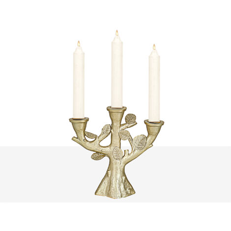 Candelabro Resina Champange Hojas 102149
