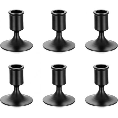 Candelabros Candelabros negros de Halloween - Juego de 6 pequeños candelabros decorativos de metal para bodas para velas de pilar