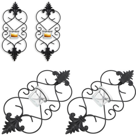 Candelabros de metal – juego de 2 candelabros decorativos para interiores, hierro forjado