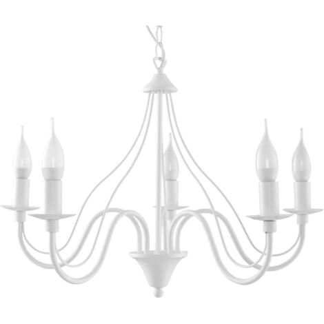 Candelabros Minerwa blanco acero 5xE14  60cm Sollux
