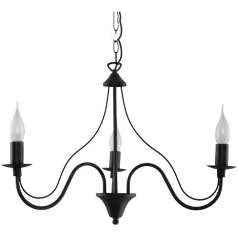 Candelabros Minerwa negro acero 3xE14  60cm Sollux