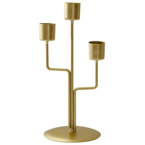 Candelabros modernos de metal dorado para el hogar, fiestas, sala de estar y cenas.