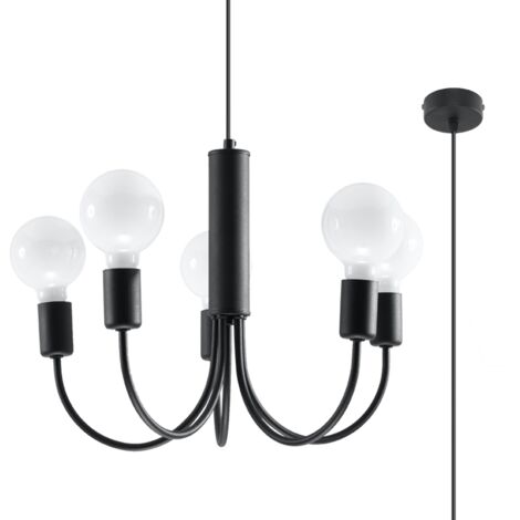 Candelabros Piccolo negro acero 5xE27  45cm Sollux