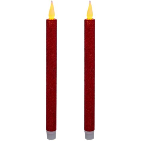 Candele a bastoncino LED Colorama de Noël, confezione da 2 pezzi - Glitter rosso - Feeric lights & christmas