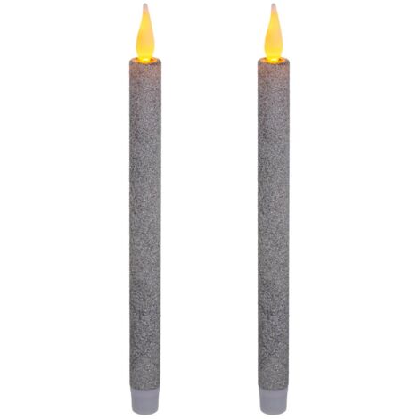 Candele a bastoncino LED Colorama de Noël, confezione da 2 pezzi - Paillette argento - Feeric lights & christmas