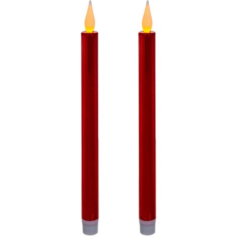 Candele a bastoncino LED Colorama de Noël, confezione da 2 pezzi - Rosso metallizzato - Feeric lights & christmas