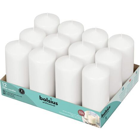 Candele a colonna Bolsius 120/58mm bianche 12 pezzi