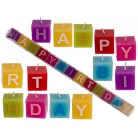 Candele Colorate Quadrate Happy Birthday 3X3Cm X1