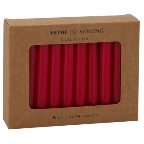 Candele da tavolo in cera rossa, set da 20, 2,6×10 cm, classiche