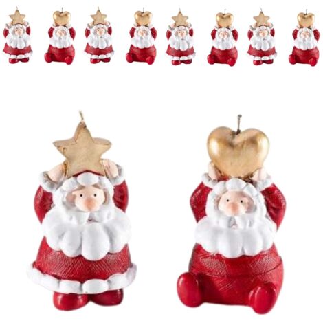 Candele Decorative Natalizie a Forma di Babbo Natale - Set 8 Pezzi Assortiti