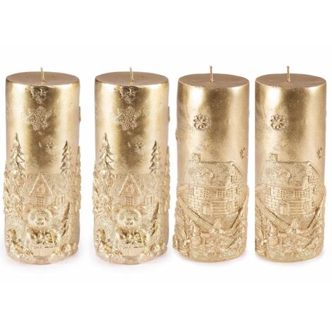 Candele di Natale dorate con decoro in rilievo