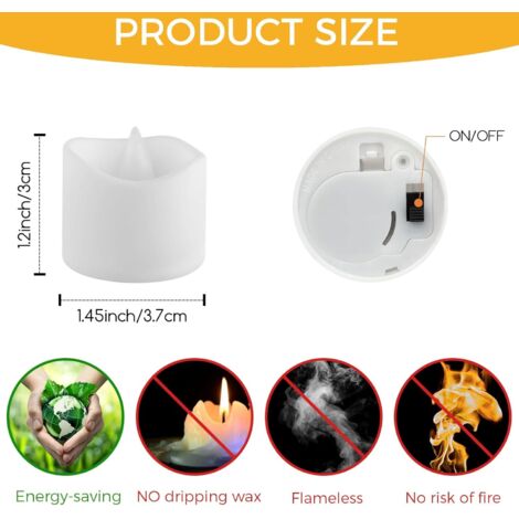 Candele LED con fiamma tremolante, 24 pezzi Candele elettriche Candele lampeggianti Lampada Natale, Pasqua, Candele di Halloween (bianco caldo, 3,7 x 3 CM) [Classe energetica A]